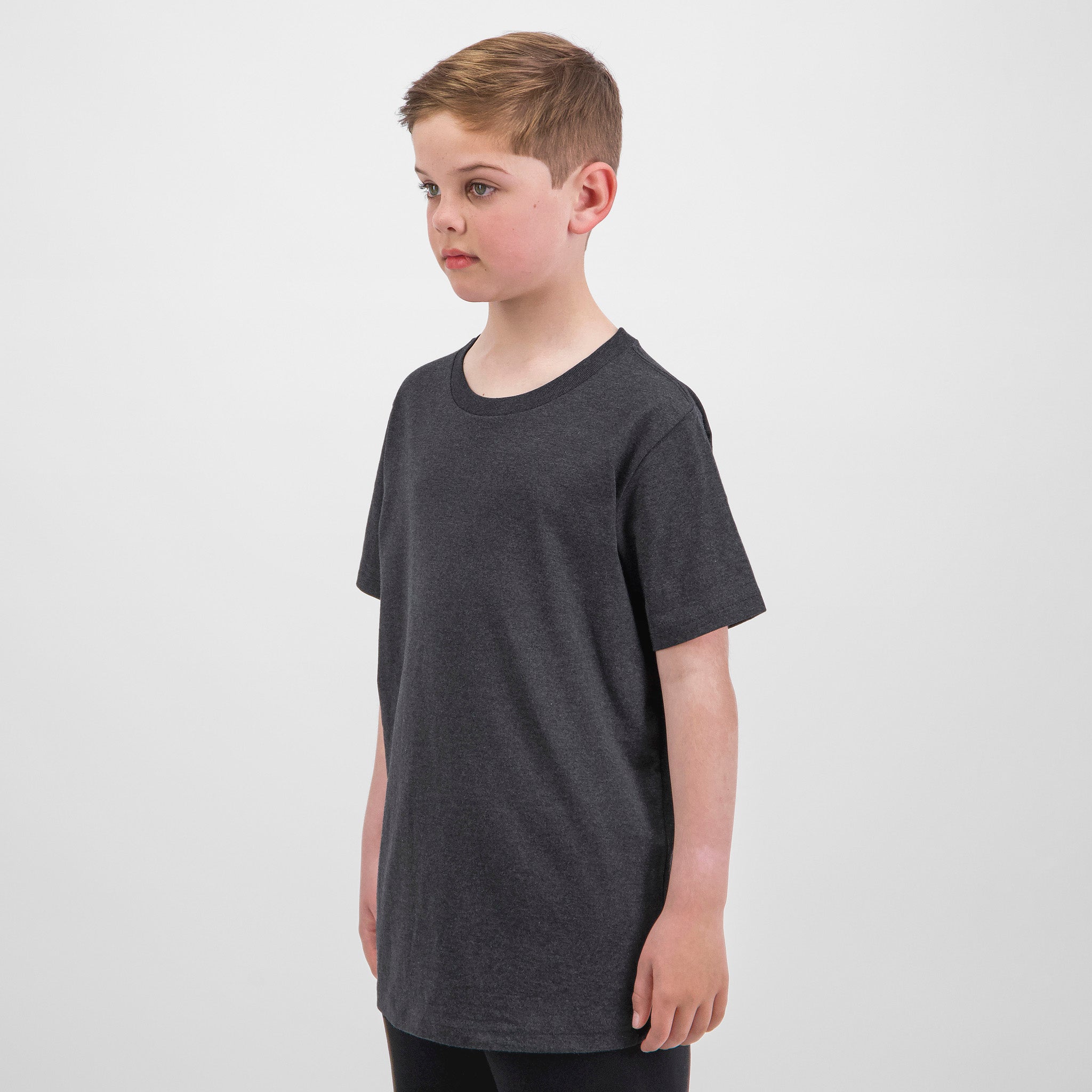 Charcoal Marle Kids Basis Short Sleeve Tee