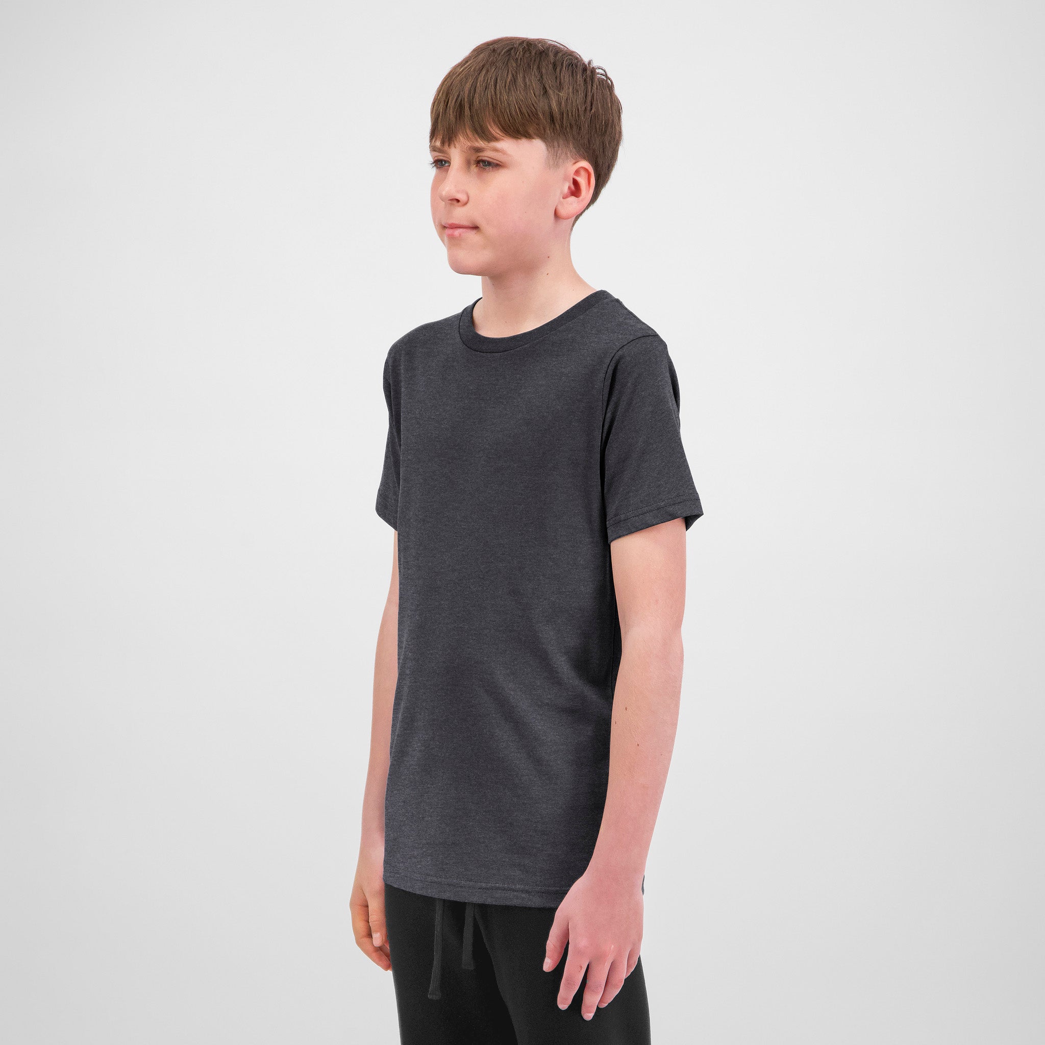 Charcoal Marle Youth Basis Short Sleeve Tee