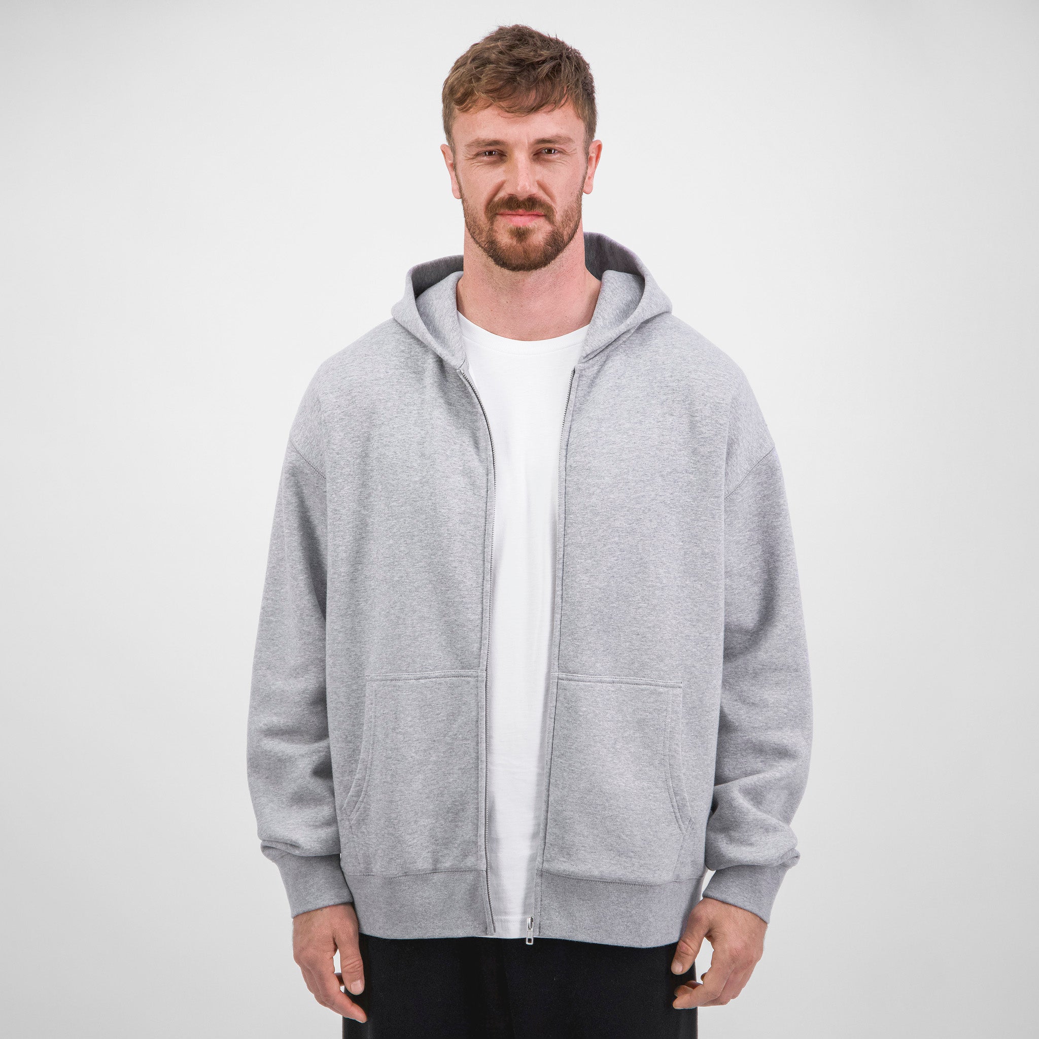 Grey Marle Mens Everyday Zip Hoodie
