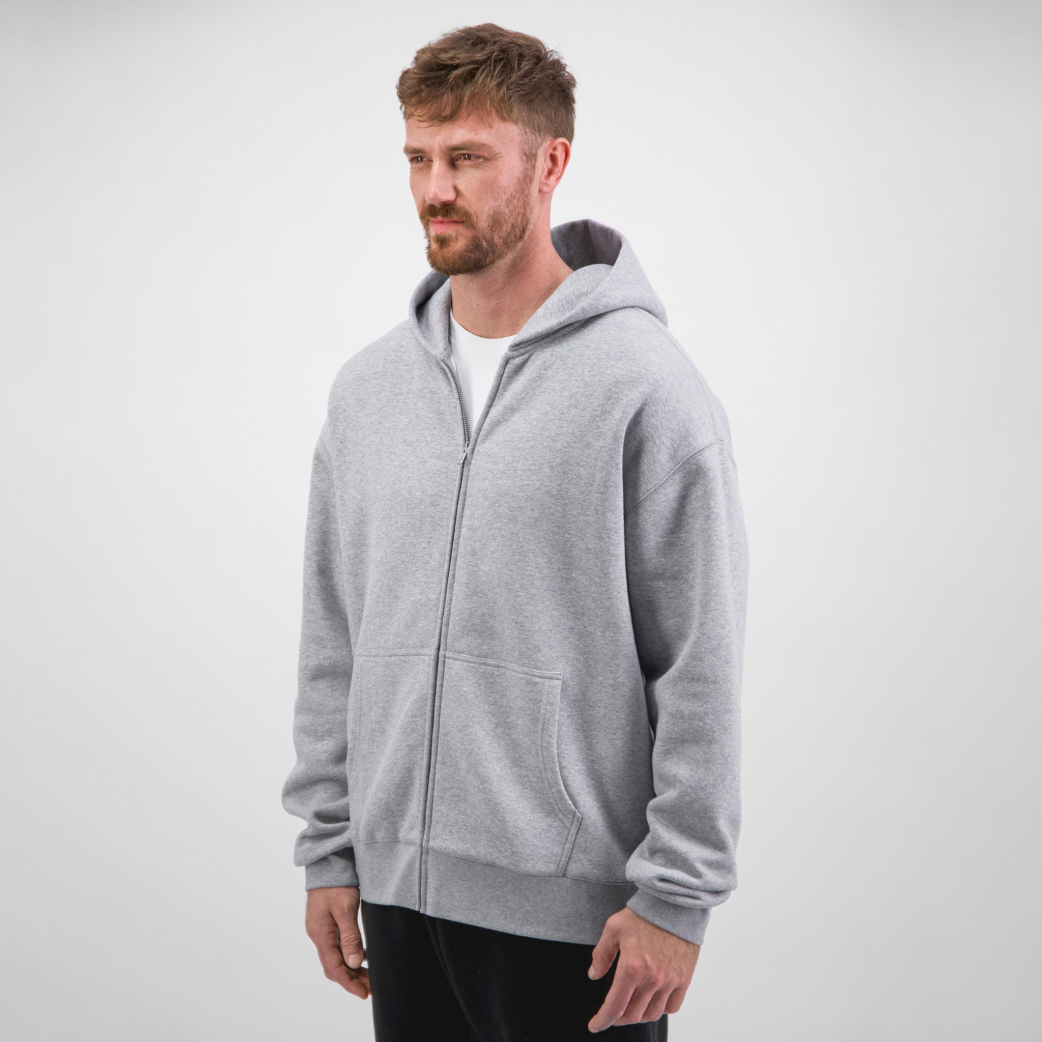 Grey Marle Mens Everyday Zip Hoodie