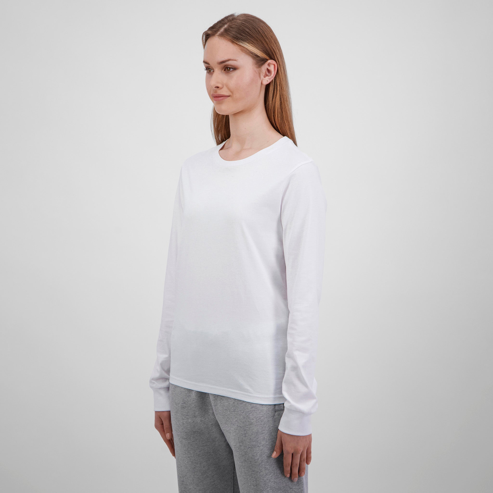 White Womens Basis Long Sleeve Tee
