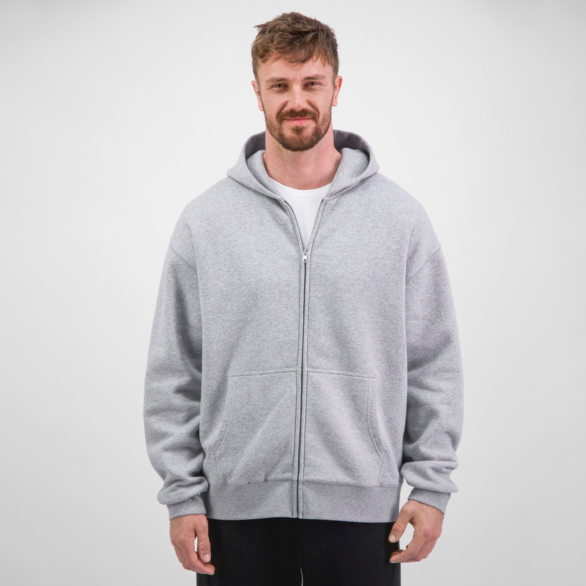 Grey Marle Mens Everyday Zip Hoodie