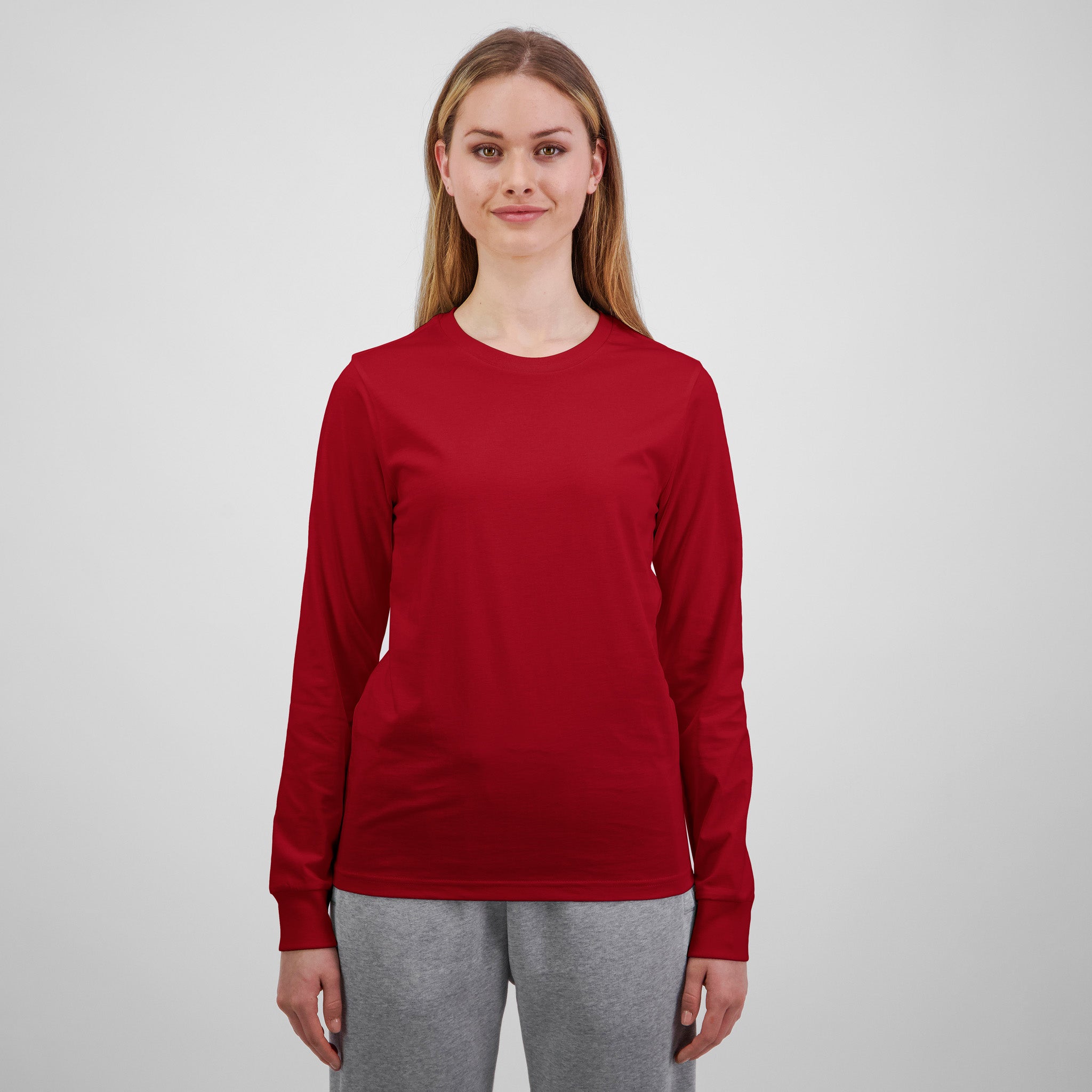 Red Basis Womens Long Sleeve Tee