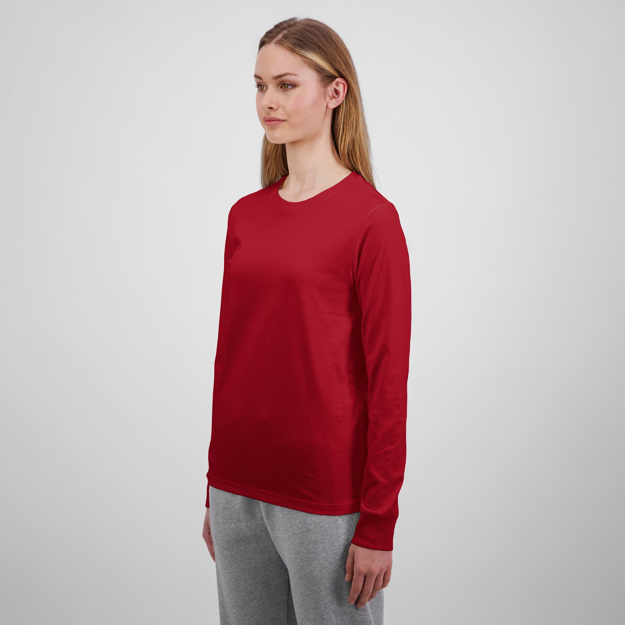 Red Basis Womens Long Sleeve Tee