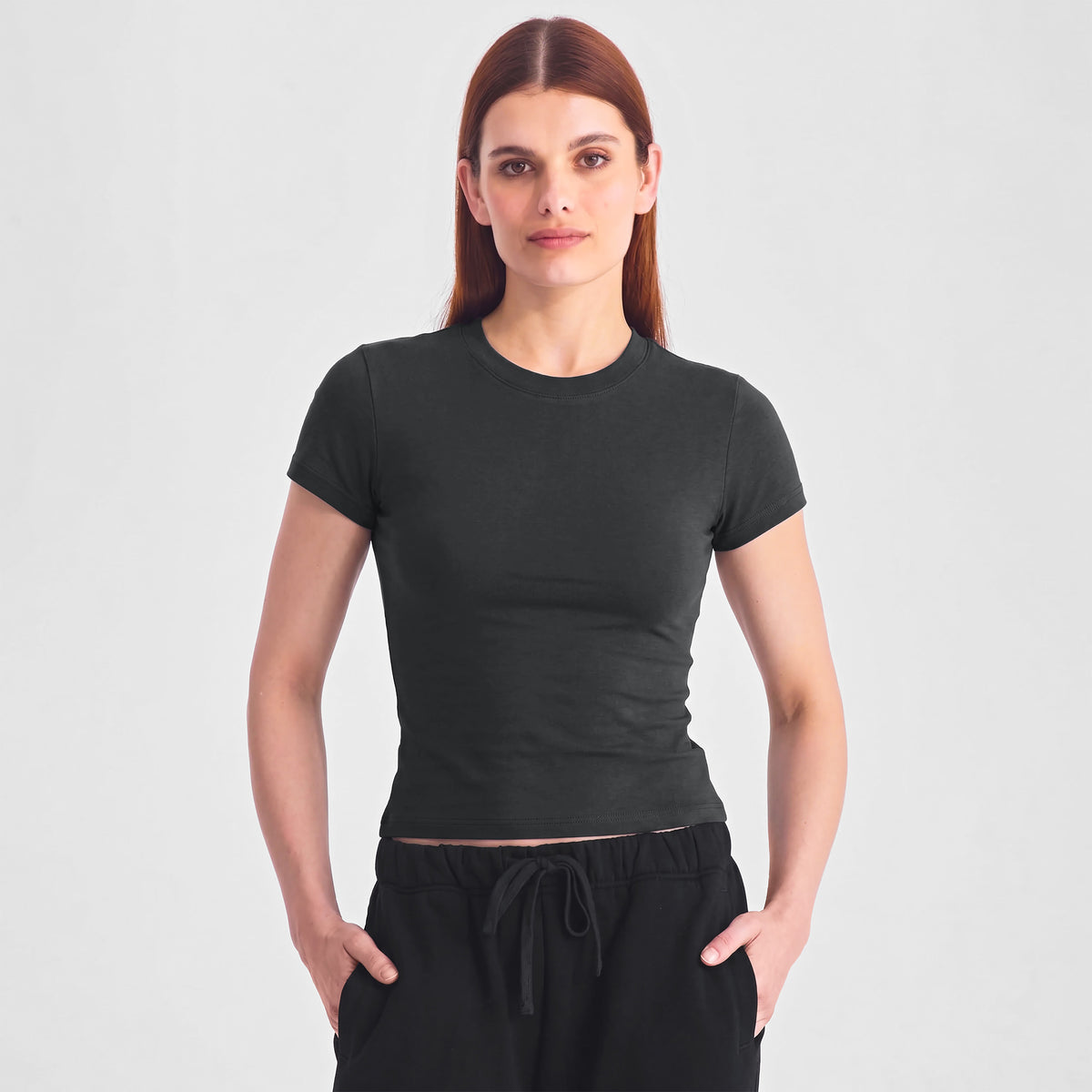 Washed Black Womens Baby Tee