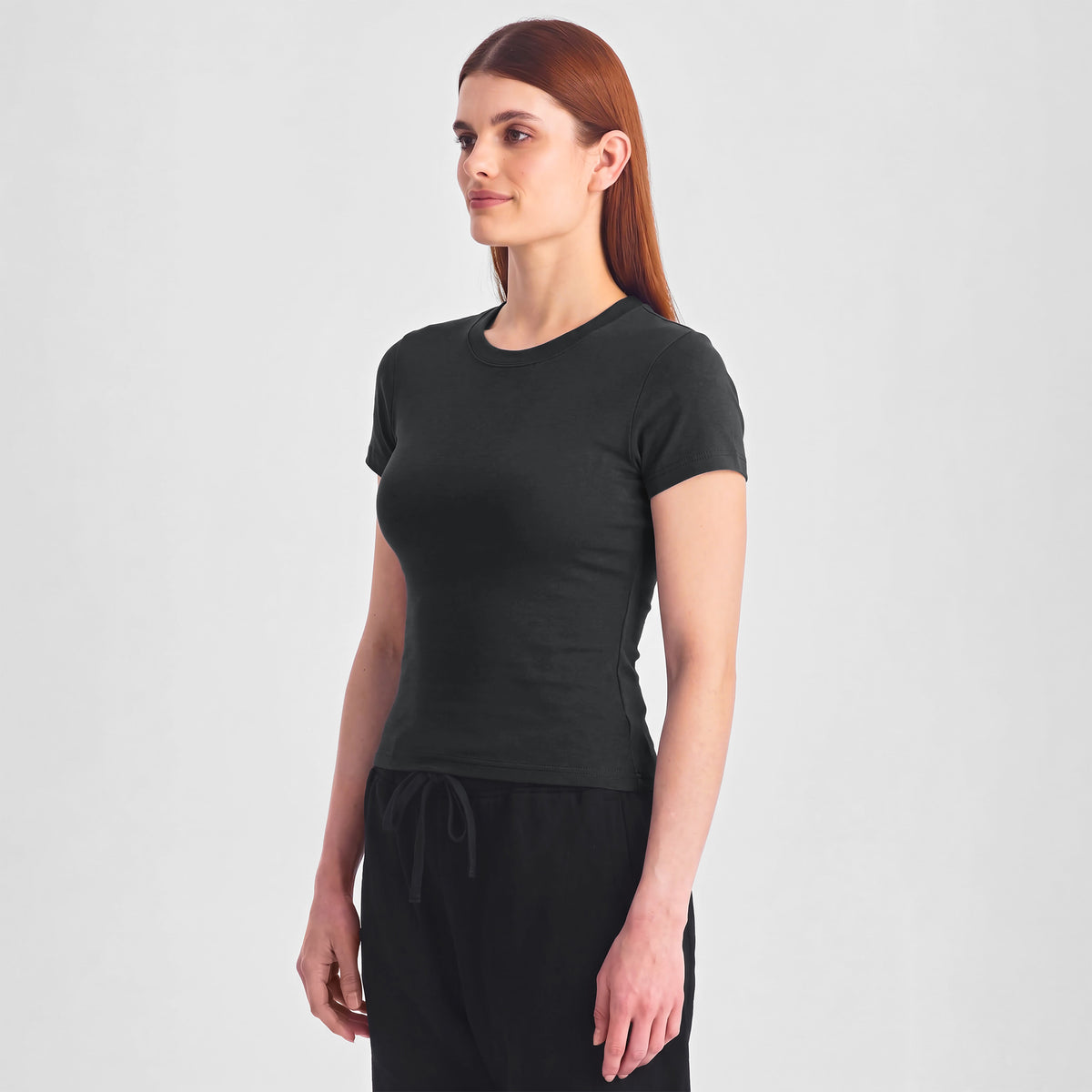 Washed Black Womens Baby Tee