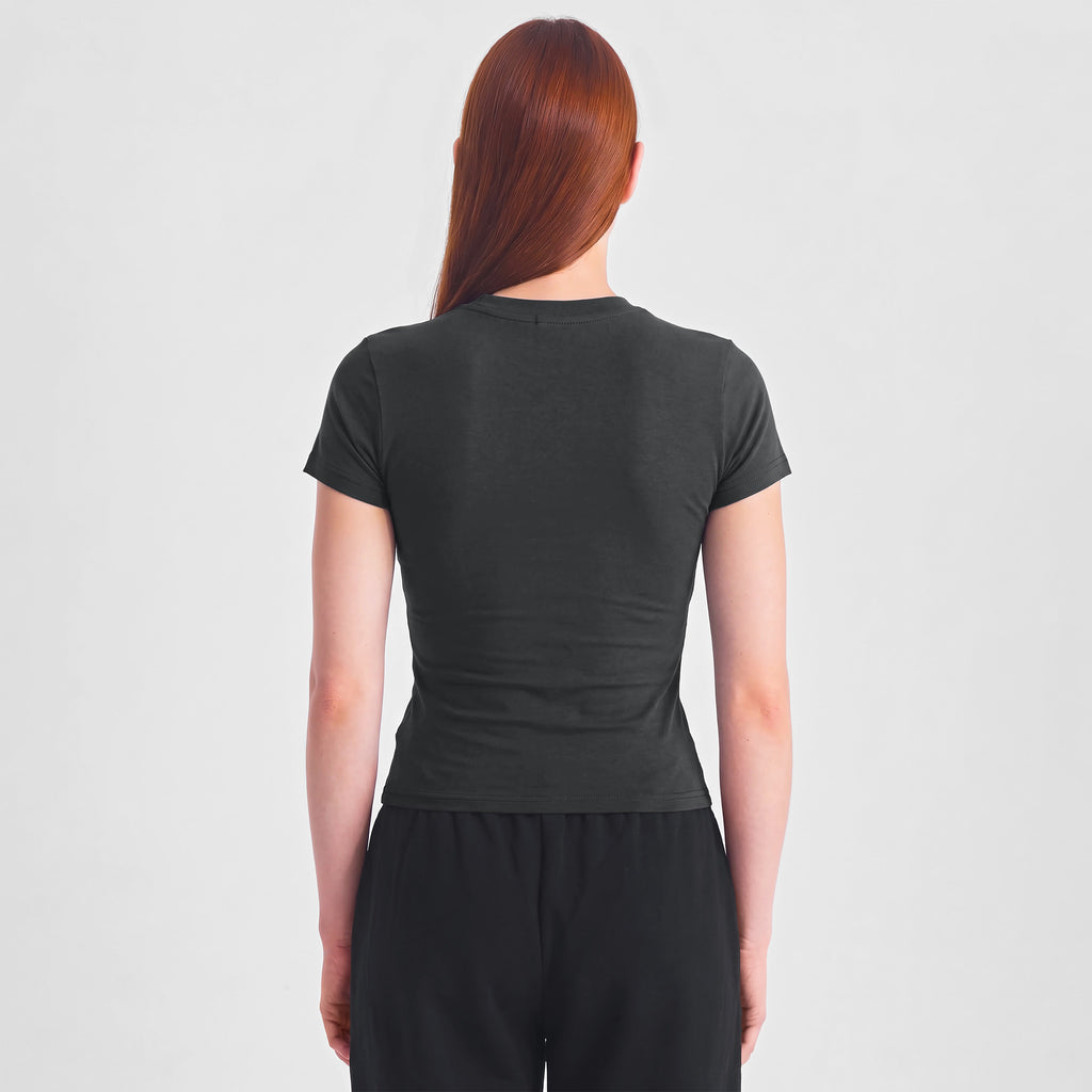 Washed Black Womens Baby Tee