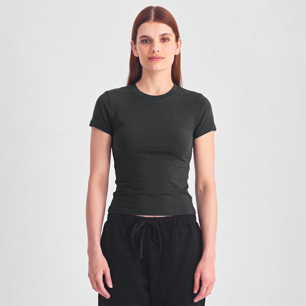 Washed Black Womens Baby Tee