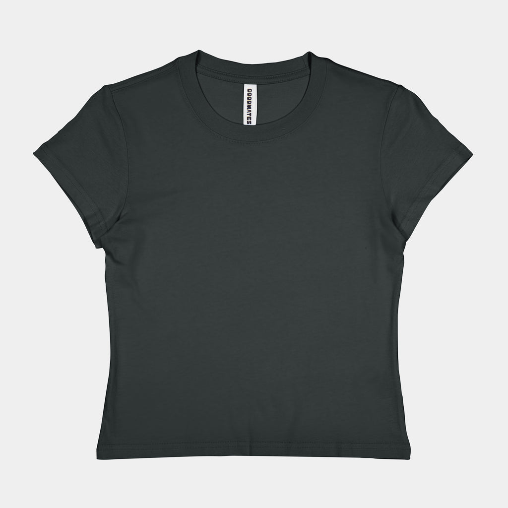 Washed Black Womens Baby Tee