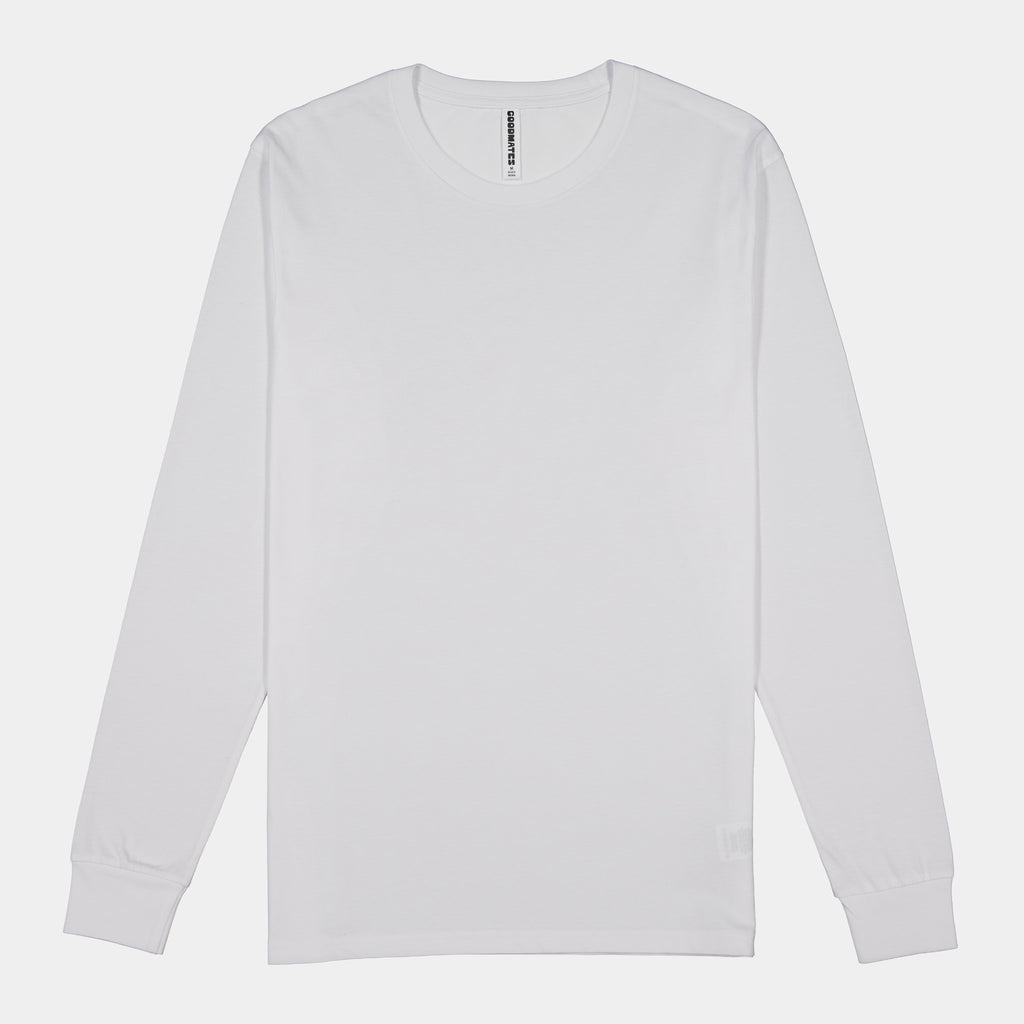 White Mens Basis Long Sleeve Tee