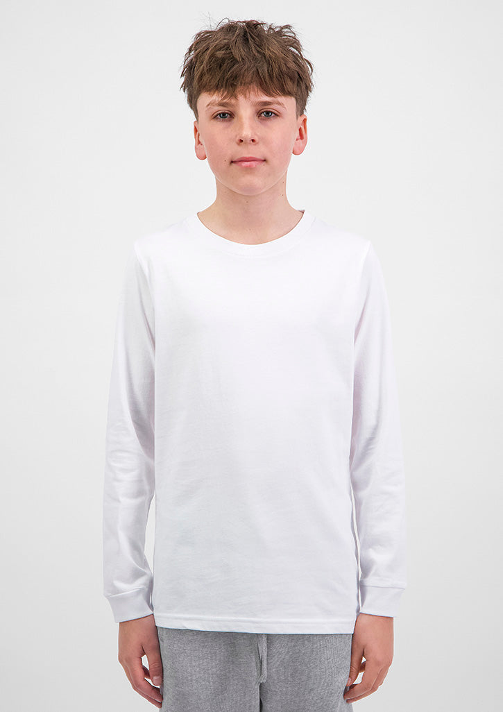 White Basis Youth Long Sleeve Tee