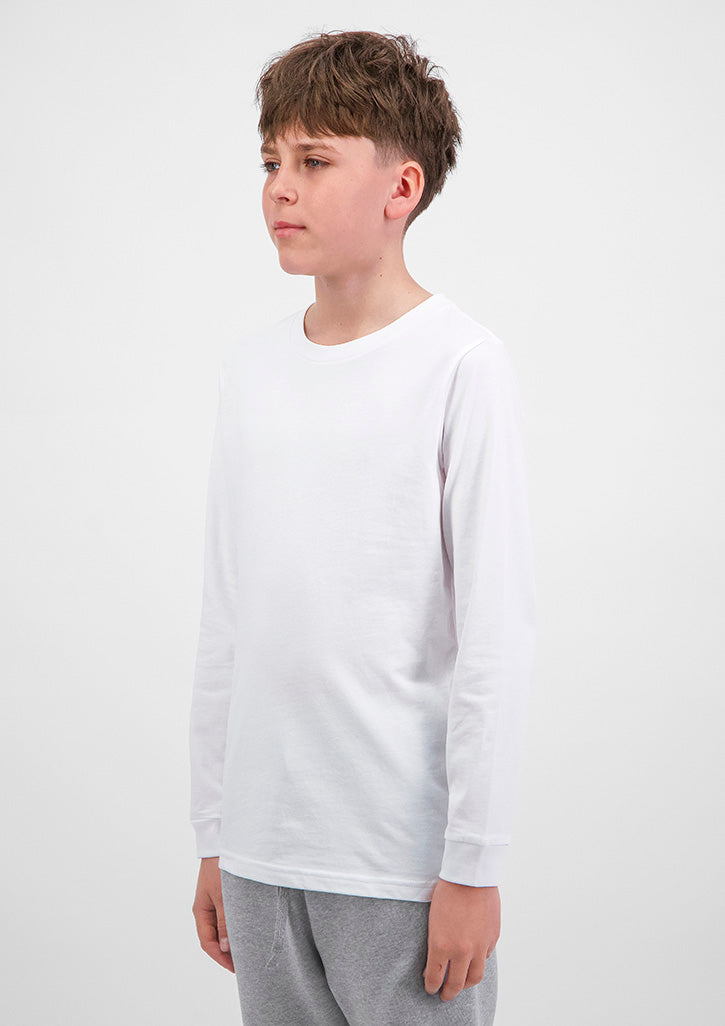 White Basis Youth Long Sleeve Tee